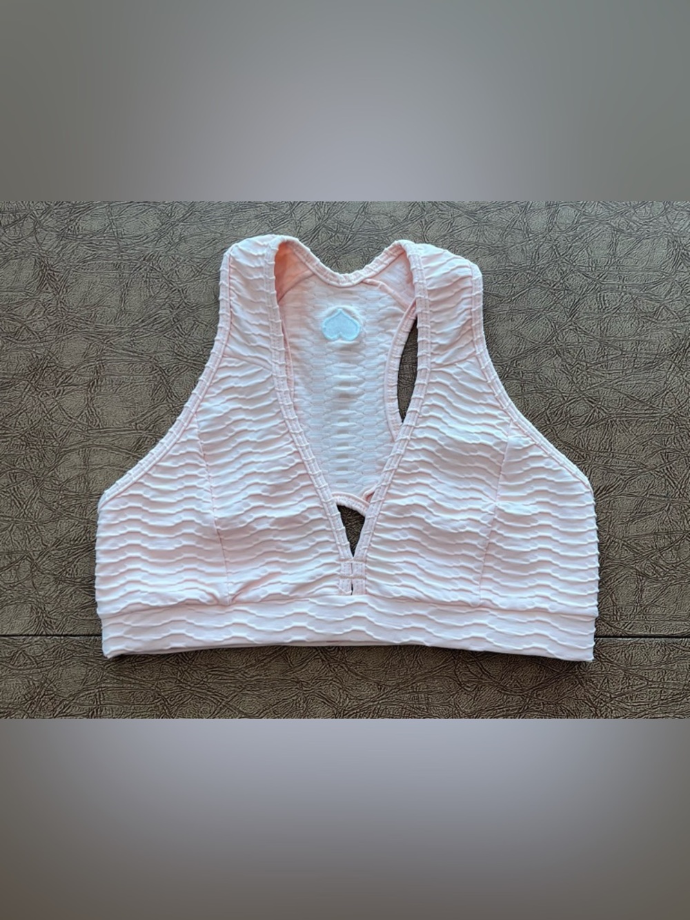 Booty by Brabants Light Apricot  Croc Skin V-Neck Racerback Sports Bra